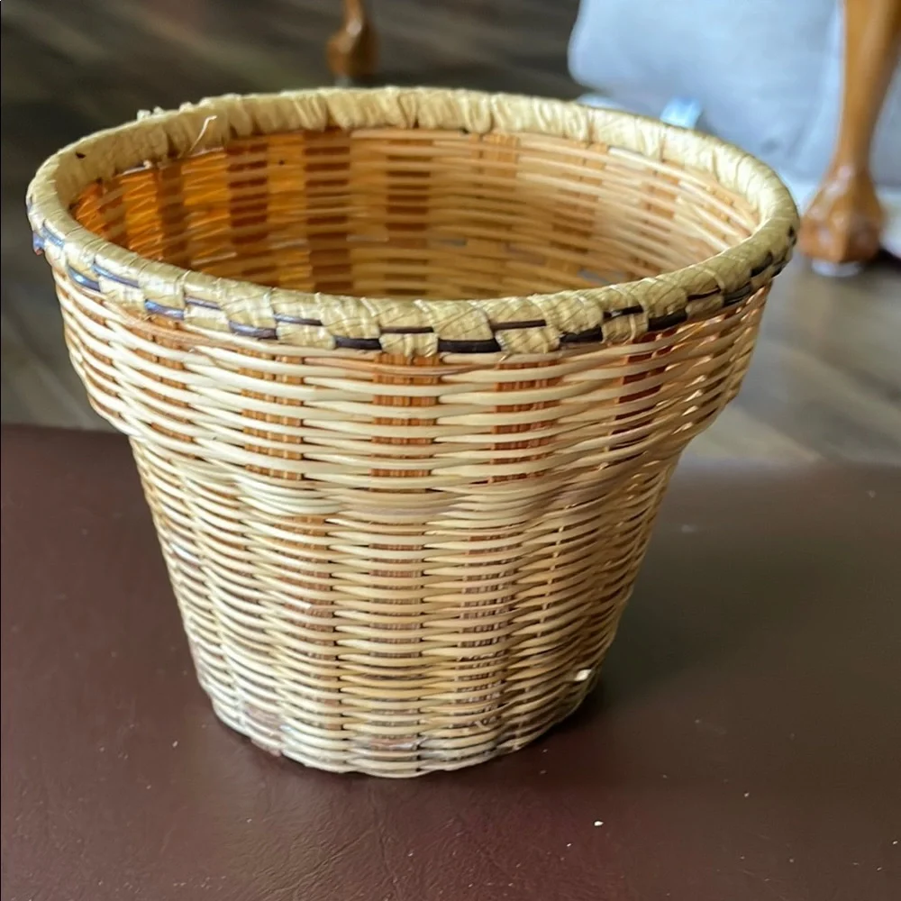 Woven Basket with Shell Accent - Natural Brown